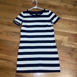 XXS Jcrew short sleeve navy + white stripped dress